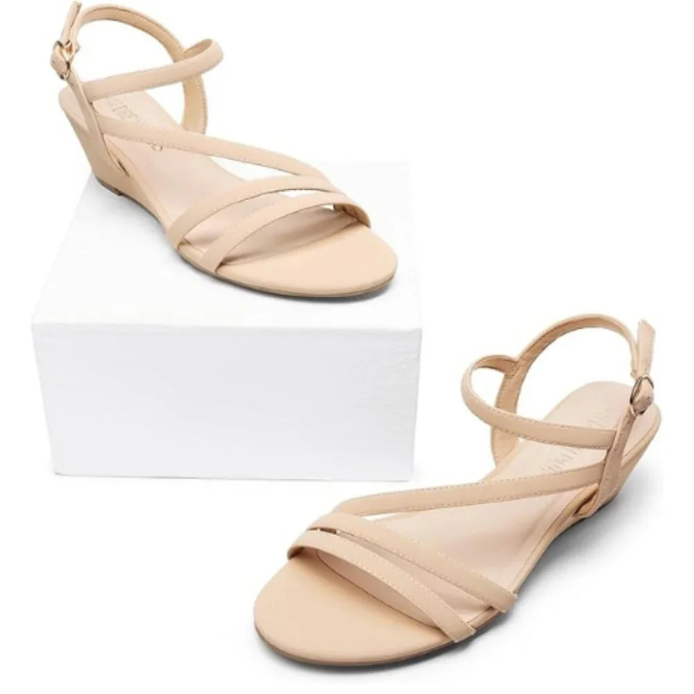 DREAM PAIRS Wrapped Dressy Wedge Sandals, Ankle Strap Open Toe Women's Shoes